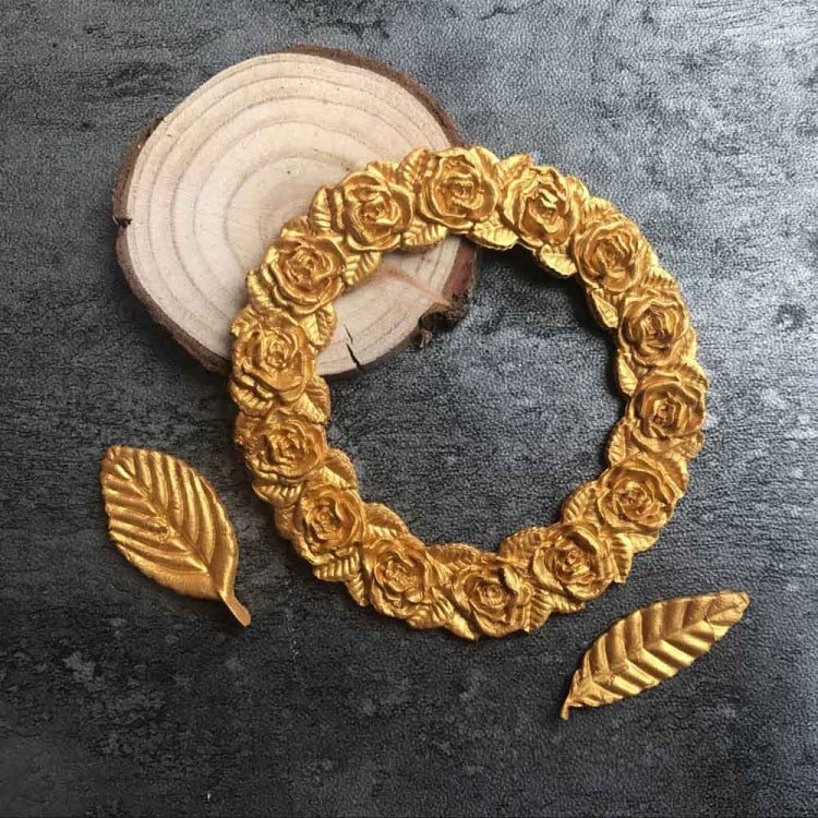 2 PCS Rose Garland Rose Leaf Silicone Fondant Mold Cake Edging Decoration Tool Baking Glue Mold(Pink) by bashfashion