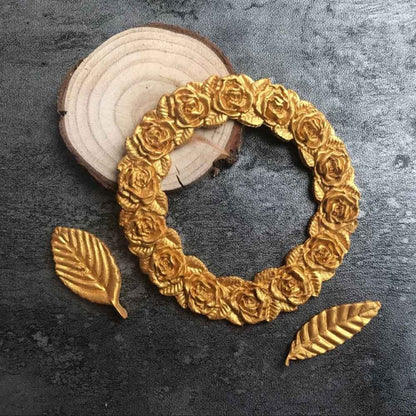 2 PCS Rose Garland Rose Leaf Silicone Fondant Mold Cake Edging Decoration Tool Baking Glue Mold(Pink) by bashfashion