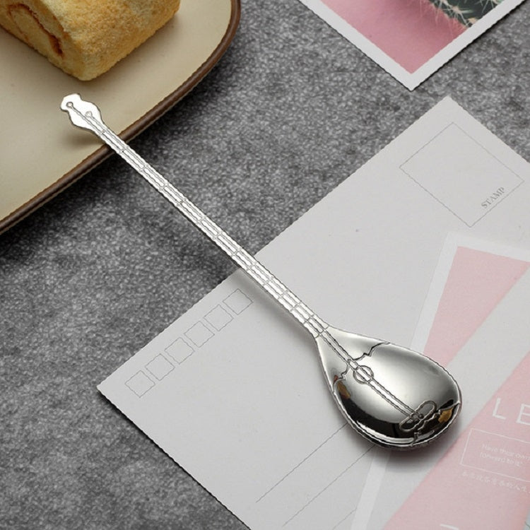 Stainless Steel Coffee Mixing Spoon Creative Musical Instrument Shape Spoon, Style:Lute, Color:Silver by bashfashion