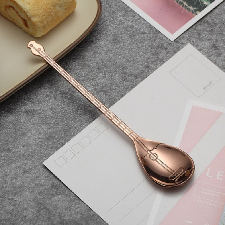 Stainless Steel Coffee Mixing Spoon Creative Musical Instrument Shape Spoon, Style:Lute, Color:Rose Gold by bashfashion