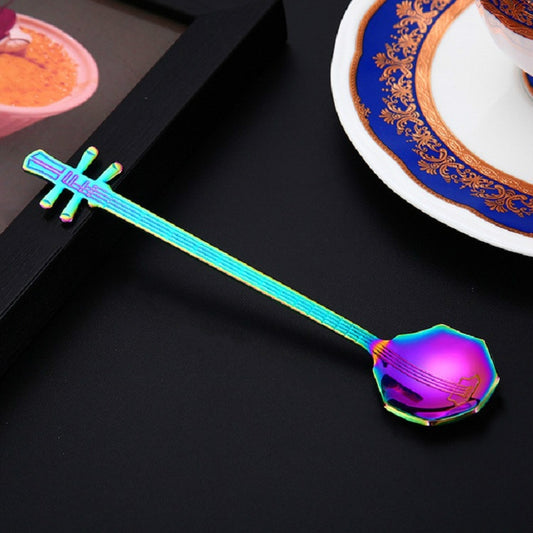 Stainless Steel Coffee Mixing Spoon Creative Musical Instrument Shape Spoon, Style:Octagonal, Color:Colorful by bashfashion