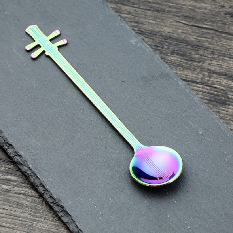 Stainless Steel Coffee Mixing Spoon Creative Musical Instrument Shape Spoon, Style:Yueqin, Color:Colorful by bashfashion
