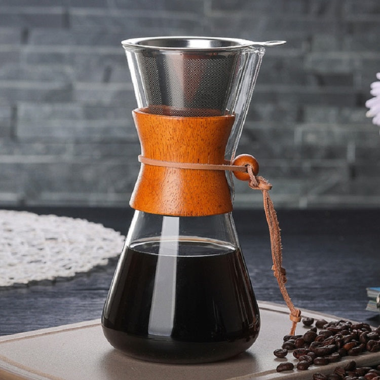 Heat Resistant Glass Coffee Pot Convenient Hand Made Pot, Specification:600ml Coffee Pot with Strainer by bashfashion