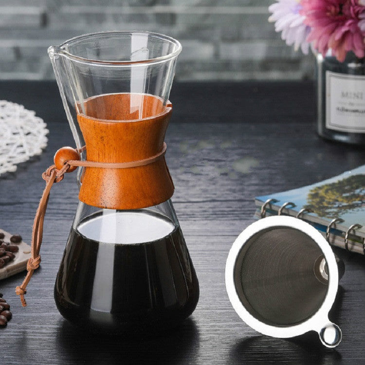 Heat Resistant Glass Coffee Pot Convenient Hand Made Pot, Specification:600ml Coffee Pot with Strainer by bashfashion
