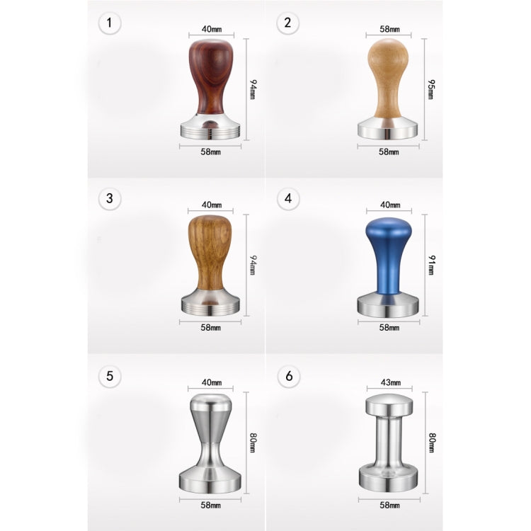 Stainless Steel Solid Wood Handle Integrated Coffee Powder, Specification:57.5mm, Color:Stainless Steel Detachable Handle by bashfashion