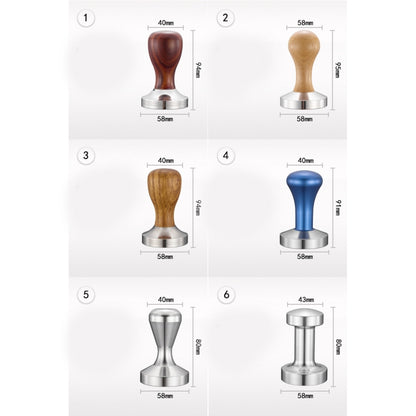 Stainless Steel Solid Wood Handle Integrated Coffee Powder, Specification:57.5mm, Color:Aluminum Integration by bashfashion