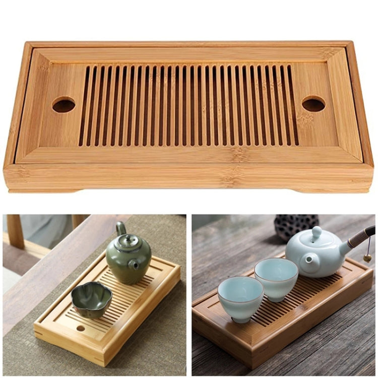 Bamboo Tea Trays Kung Fu Tea Accessories Tea Tray Table With Drain Rack(primary color) by bashfashion