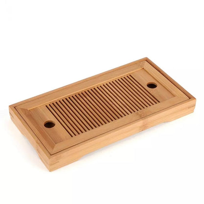 Bamboo Tea Trays Kung Fu Tea Accessories Tea Tray Table With Drain Rack(primary color) by bashfashion