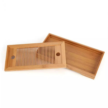 Bamboo Tea Trays Kung Fu Tea Accessories Tea Tray Table With Drain Rack(primary color) by bashfashion