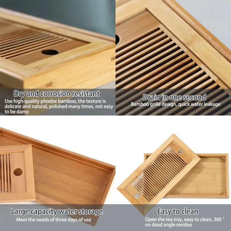 Bamboo Tea Trays Kung Fu Tea Accessories Tea Tray Table With Drain Rack(primary color) by bashfashion