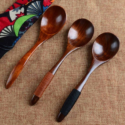 10 PCS Eco Wooden Spoon Flatware Kitchen Soup Coffee Stirring Spoons Cooking Utensil Coffee Tea Mixing Spoons(Round Mouth Tip Spoon S011) by bashfashion
