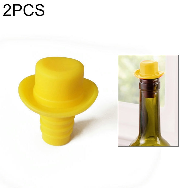 Silica Gel Top Hat Fresh Wine Corks Cruet Red Wine Stopper(Yellow) by bashfashion
