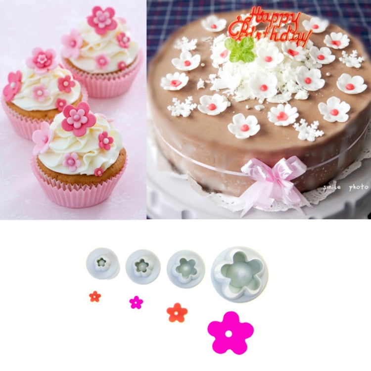 4pcs / Set Plum Fondant Cake Spring Print Stamper Baking Biscuit Mould by bashfashion