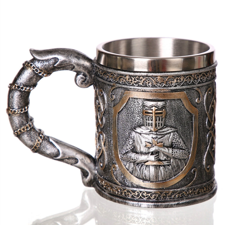 3D Viking Skull Coffee Beer Mug Skull Mug Beer Wine Drink Gift Stainless Steel Knight Decorative Cup for Men Mug by bashfashion