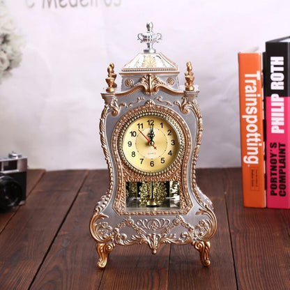 Vintage Clock Classical Royalty Sitting Room TV Cabinet Desk Imperial Furnishing Creative Sit Pendulum Clock(Gray) by bashfashion