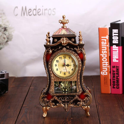 Vintage Clock Classical Royalty Sitting Room TV Cabinet Desk Imperial Furnishing Creative Sit Pendulum Clock(Brown) by bashfashion