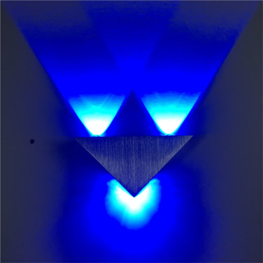 3W Aluminum Triangle Wall Lamp Home Lighting Indoor Outdoor Decoration Light, AC 85-265V(Blue Light) by bashfashion