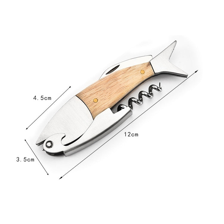 Fish Shape Wine Opener Wine Multifunctional Corkscrew with Wooden Handle by bashfashion