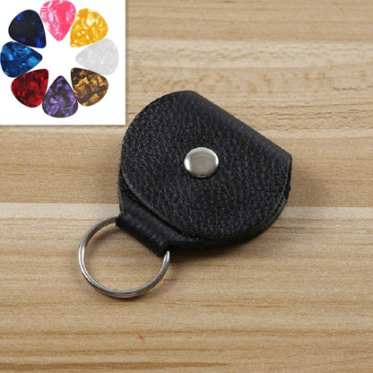 10 PCS Genuine Leather Guitar Pick Storage Bag with Key Ring, Color:Black by bashfashion
