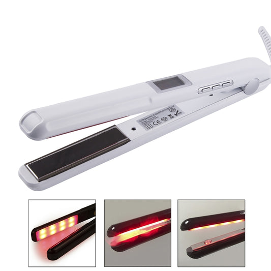 RUCHA Ultrasonic Infrared Hair Care Iron Straightener with Adjustable Upgraded LCD Display(White) by bashfashion