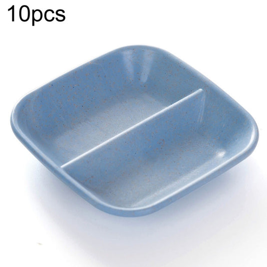 10pcs Kitchen Accessories 2 In 1 Seasoning Sauce Dishes Wheat Straw Salad Saucer Bowl(Blue) by bashfashion