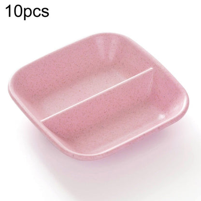 10pcs Kitchen Accessories 2 In 1 Seasoning Sauce Dishes Wheat Straw Salad Saucer Bowl(Pink) by bashfashion