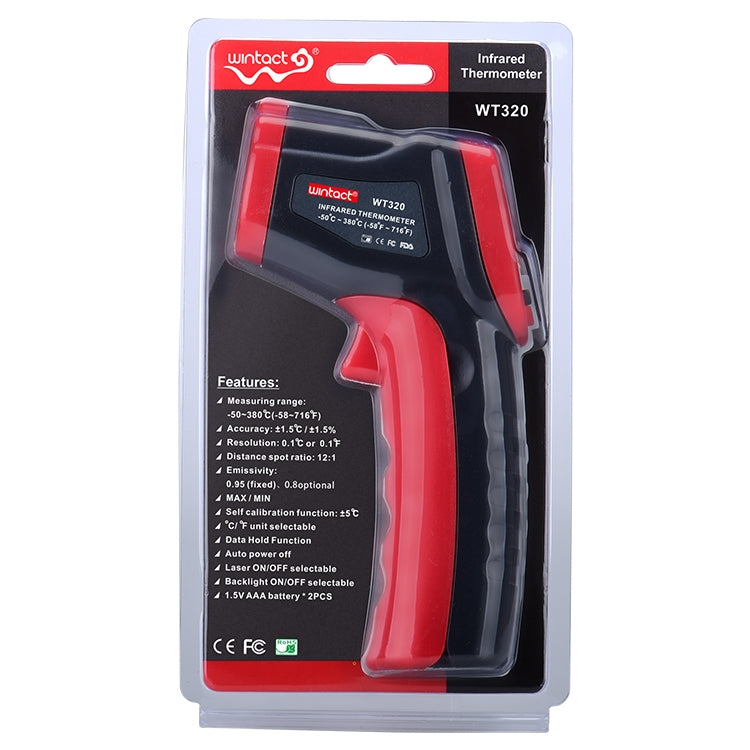 Wintact WT320 -50 Degree C~380 Degree C Handheld Portable Outdoor Non-contact Digital Infrared Thermometer by Wintact