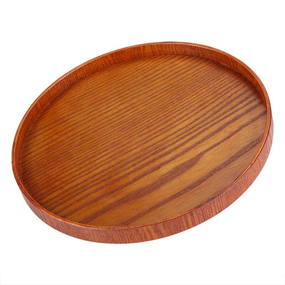 Creative Round Solid Wood Tea Tray Hotel Wooden Tay Storage Tray, Diameter: 27 cm by bashfashion