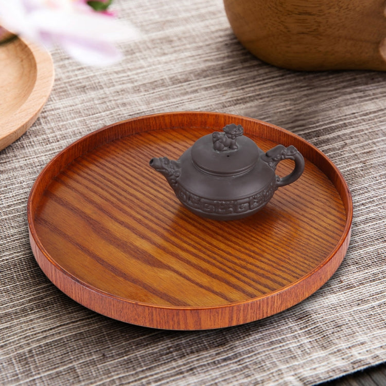 Creative Round Solid Wood Tea Tray Hotel Wooden Tay Storage Tray, Diameter: 30cm by bashfashion