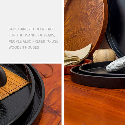 Creative Round Solid Wood Tea Tray Hotel Wooden Tay Storage Tray, Diameter: 24 cm by bashfashion