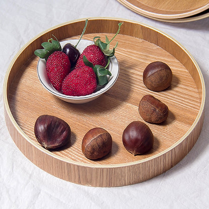 Creative Round Solid Wood Tea Tray Hotel Wooden Tay Storage Tray, Diameter: 24 cm by bashfashion