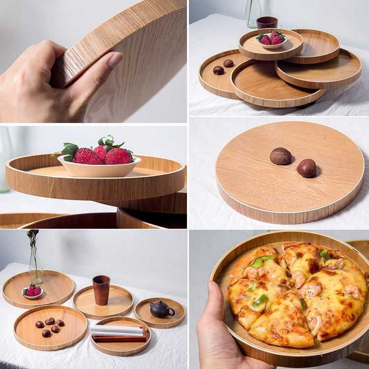Creative Round Solid Wood Tea Tray Hotel Wooden Tay Storage Tray, Diameter: 33cm by bashfashion