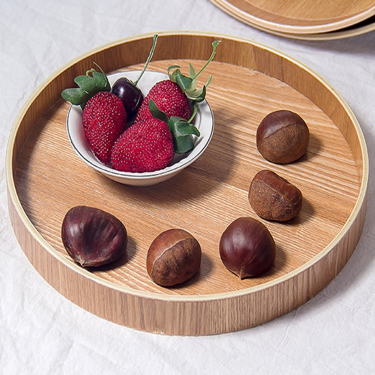 Creative Round Solid Wood Tea Tray Hotel Wooden Tay Storage Tray, Diameter: 37.5cm by bashfashion