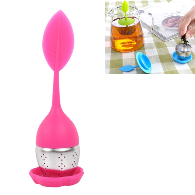 Stainless Steel Leaf Shape Silicone Tea Bag Tea Strainers (Rose Red) by bashfashion