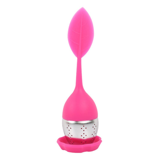Stainless Steel Leaf Shape Silicone Tea Bag Tea Strainers (Rose Red) by bashfashion