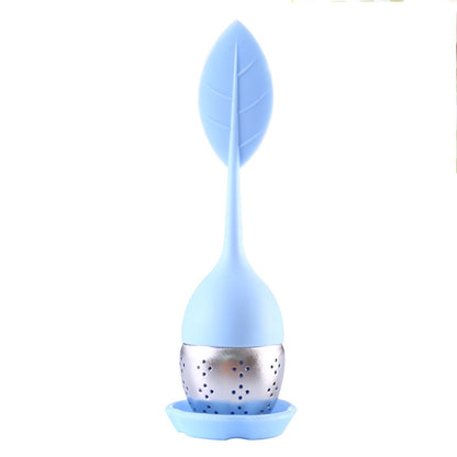 Stainless Steel Leaf Shape Silicone Tea Bag Tea Strainers (Baby Blue) by bashfashion