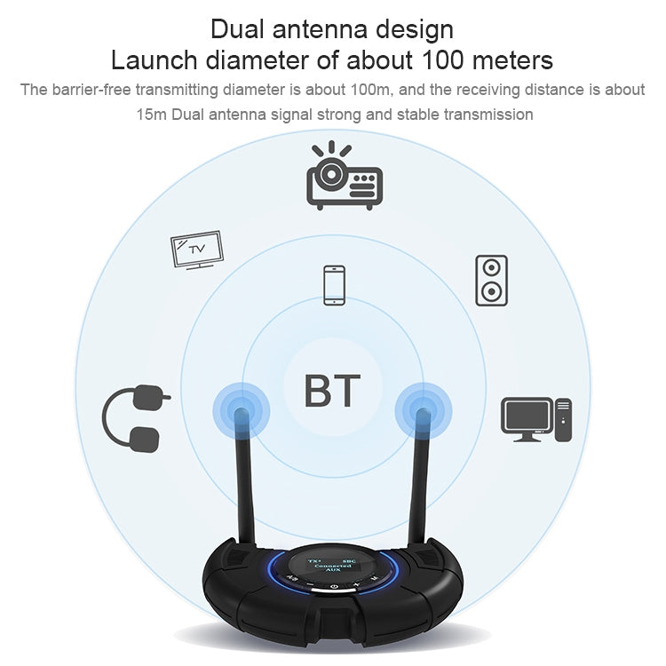TX800 Optical Fiber Bluetooth 5.0 Transmitter Receiver Audio Adapter with Dual Antennas & OLED Display by bashfashion