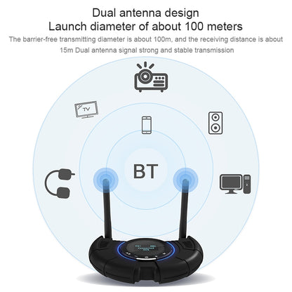 TX800 Optical Fiber Bluetooth 5.0 Transmitter Receiver Audio Adapter with Dual Antennas & OLED Display by bashfashion