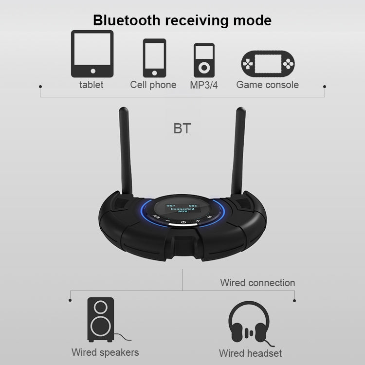 TX800 Optical Fiber Bluetooth 5.0 Transmitter Receiver Audio Adapter with Dual Antennas & OLED Display by bashfashion