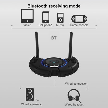 TX800 Optical Fiber Bluetooth 5.0 Transmitter Receiver Audio Adapter with Dual Antennas & OLED Display by bashfashion