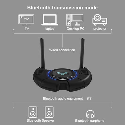 TX800 Optical Fiber Bluetooth 5.0 Transmitter Receiver Audio Adapter with Dual Antennas & OLED Display by bashfashion