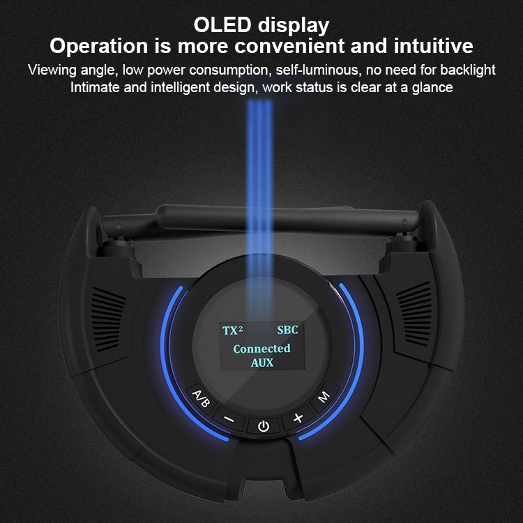 TX800 Optical Fiber Bluetooth 5.0 Transmitter Receiver Audio Adapter with Dual Antennas & OLED Display by bashfashion