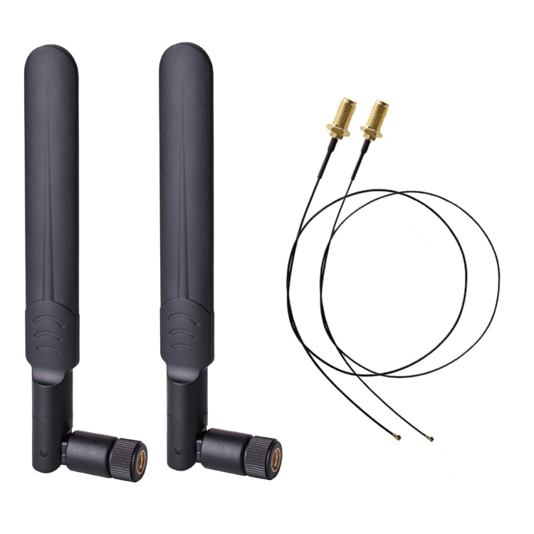 2 x 6dBi 2.4GHz 5GHz Dual Band WiFi RP-SMA Male Antenna + 2 x 35CM RP-SMA IPEX MHF4 Pigtail Cable for M.2 NGFF WiFi WLAN Card (Black) by bashfashion