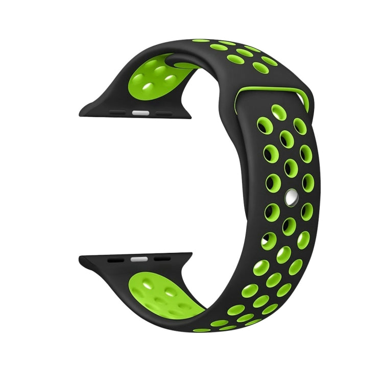 For Apple Watch Series 7 41mm / 6 & SE & 5 & 4 40mm / 3 & 2 & 1 38mm Fashionable Classical Silicone Sport Watch Band (Black Green) by bashfashion