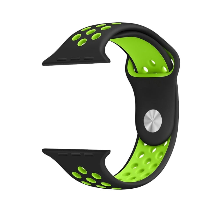 For Apple Watch Series 7 41mm / 6 & SE & 5 & 4 40mm / 3 & 2 & 1 38mm Fashionable Classical Silicone Sport Watch Band (Black Green) by bashfashion