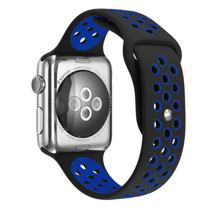 For Apple Watch Series 7 41mm / 6 & SE & 5 & 4 40mm / 3 & 2 & 1 38mm Fashionable Classical Silicone Sport Watch Band(Black Blue) by bashfashion