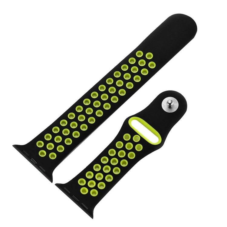 For Apple Watch Series 7 41mm / 6 & SE & 5 & 4 40mm / 3 & 2 & 1 38mm Fashionable Classical Silicone Sport Watch Band(Black Yellow) by bashfashion