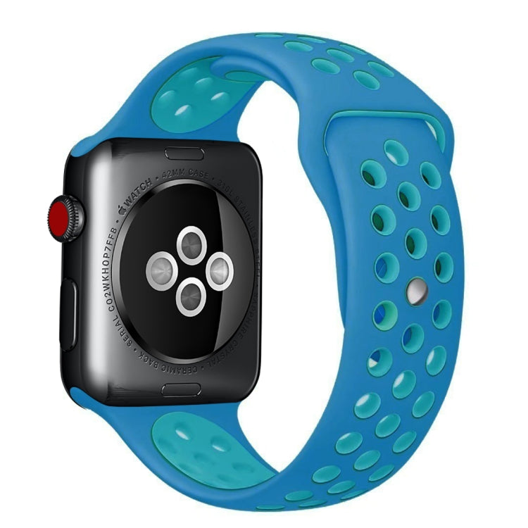 For Apple Watch Series 7 41mm / 6 & SE & 5 & 4 40mm / 3 & 2 & 1 38mm Fashionable Classical Silicone Sport Watch Band(Blue) by bashfashion
