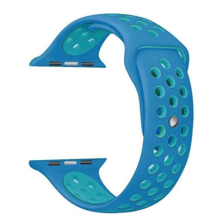 For Apple Watch Series 7 41mm / 6 & SE & 5 & 4 40mm / 3 & 2 & 1 38mm Fashionable Classical Silicone Sport Watch Band(Blue) by bashfashion