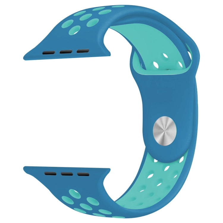 For Apple Watch Series 7 41mm / 6 & SE & 5 & 4 40mm / 3 & 2 & 1 38mm Fashionable Classical Silicone Sport Watch Band(Blue) by bashfashion